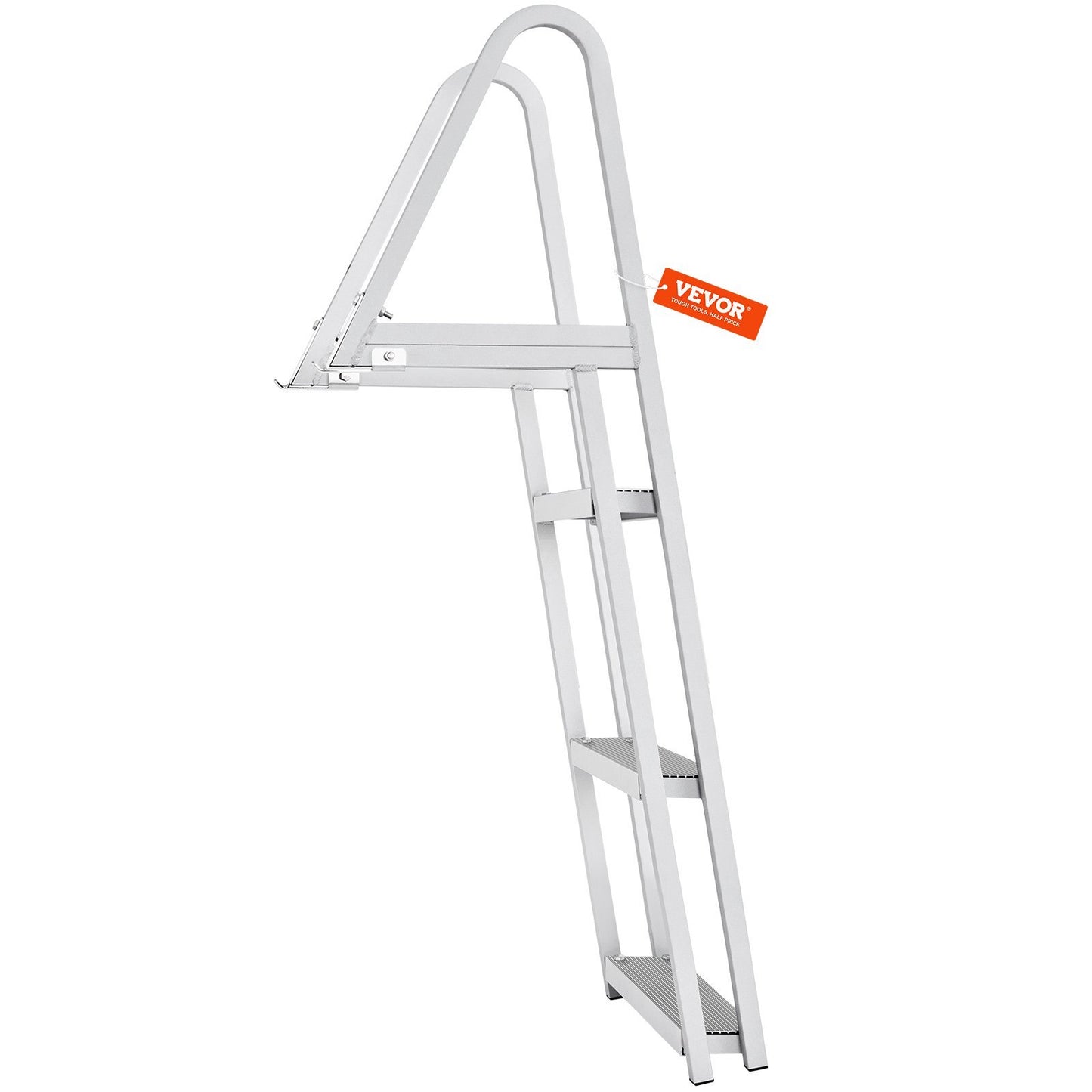 VEVOR Dock Ladder, Removable 3 Steps, 350 Lbs Load Capacity, Aluminum Alloy Pontoon Boat Ladder With 4 Wide Step & Nonslip Rubber Mat, Easy To Install For Ship Lake Pool Marine Boarding