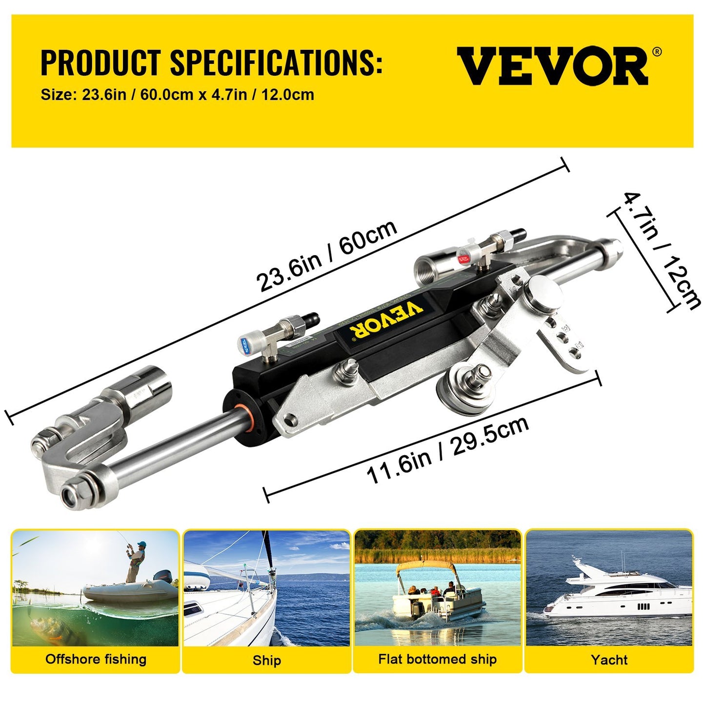 Hydraulic Steering Kit 300HP Hydraulic Steering Compact Cylinder Hydraulic Outboard Steering Kit With Helm For Boat Marine Steering System