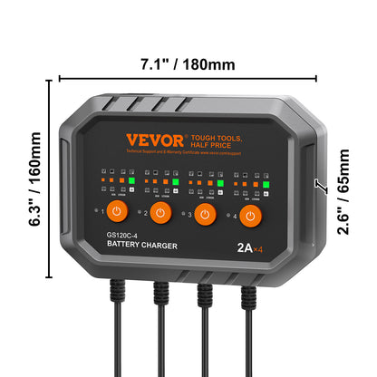 VEVOR Smart Battery Charger, 8-Amp, LiFePO4 Lead-Acid Car Battery Charger, Fully-Automatic Charger Maintainer Desulfator For Boat Motorcycle Lawn Mower Golf Cart Marine Deep Cycle