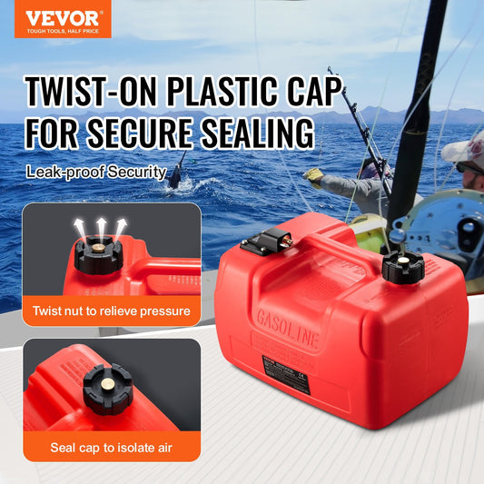 Marine Fuel Tank, 3.17 Gallon 12L, Portable Boat Fuel Gas Tank For Outboard Engine Boats, Plastic Outboard Marine Boat Fuel Tank With Hose, Easy To Carry For Yacht, Fishing Boat, Deck Boat, Red