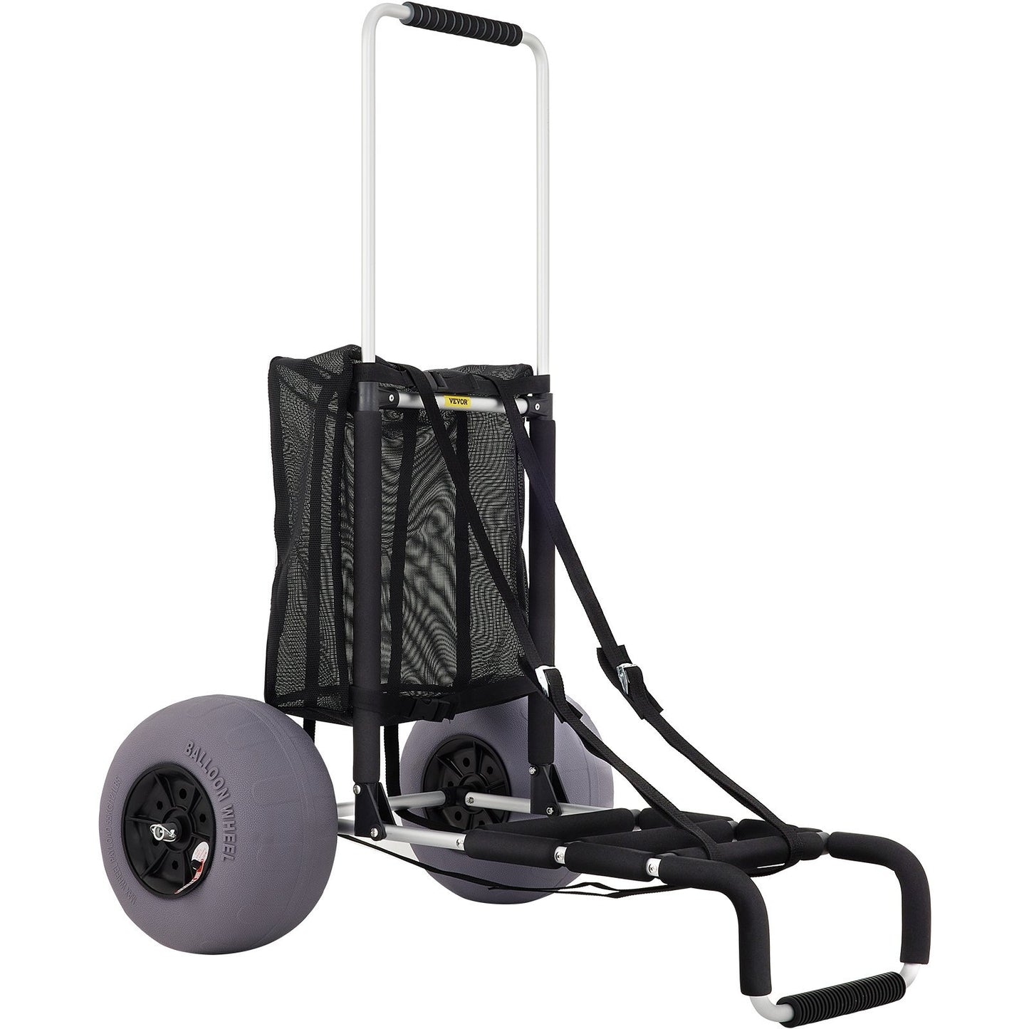VEVOR Beach Carts For Sand,  Cargo Deck, TPU Balloon Wheels, 165LBS Loading Folding Sand Cart Adjustable Height, Aviation Aluminum Cart For Picnic, Fishing, Beach