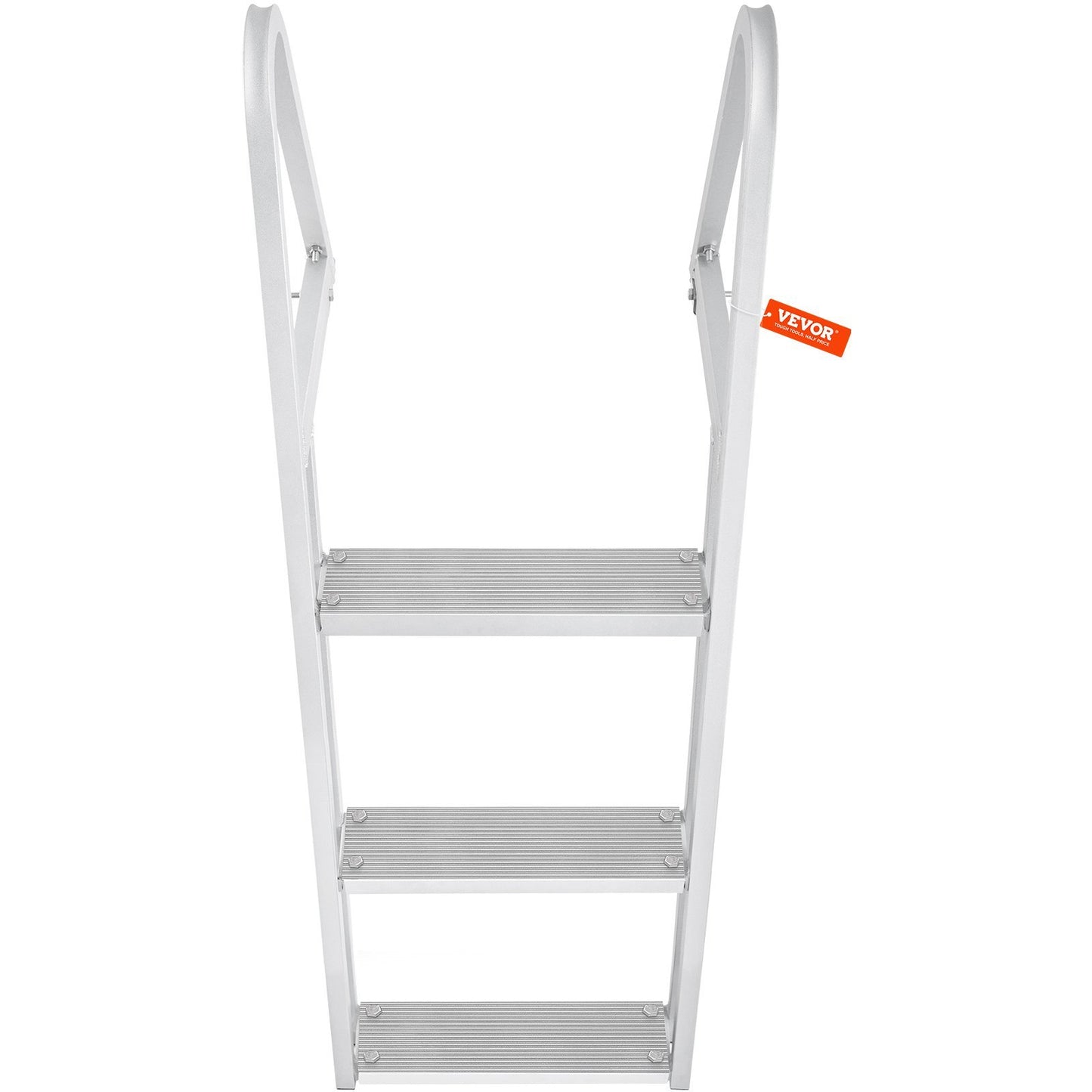 VEVOR Dock Ladder, Removable 3 Steps, 350 Lbs Load Capacity, Aluminum Alloy Pontoon Boat Ladder With 4 Wide Step & Nonslip Rubber Mat, Easy To Install For Ship Lake Pool Marine Boarding