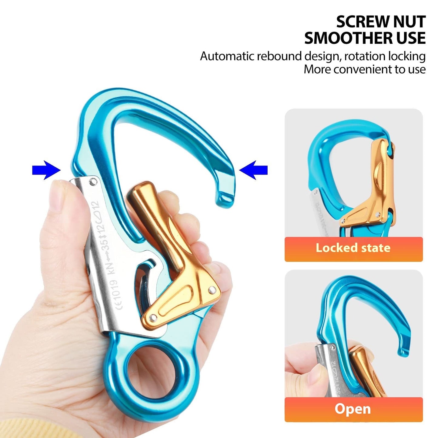 Safety Hook 35KN Aviation Aluminum 7075 Climbing Button Carabiner